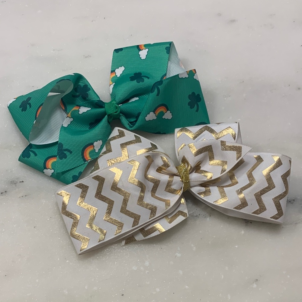 Kids Rainbow and Chevron Bow Set